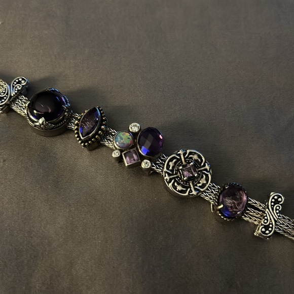 Lori Bonn silver bracelet with purple slides and stoppers - Picture 5 of 9